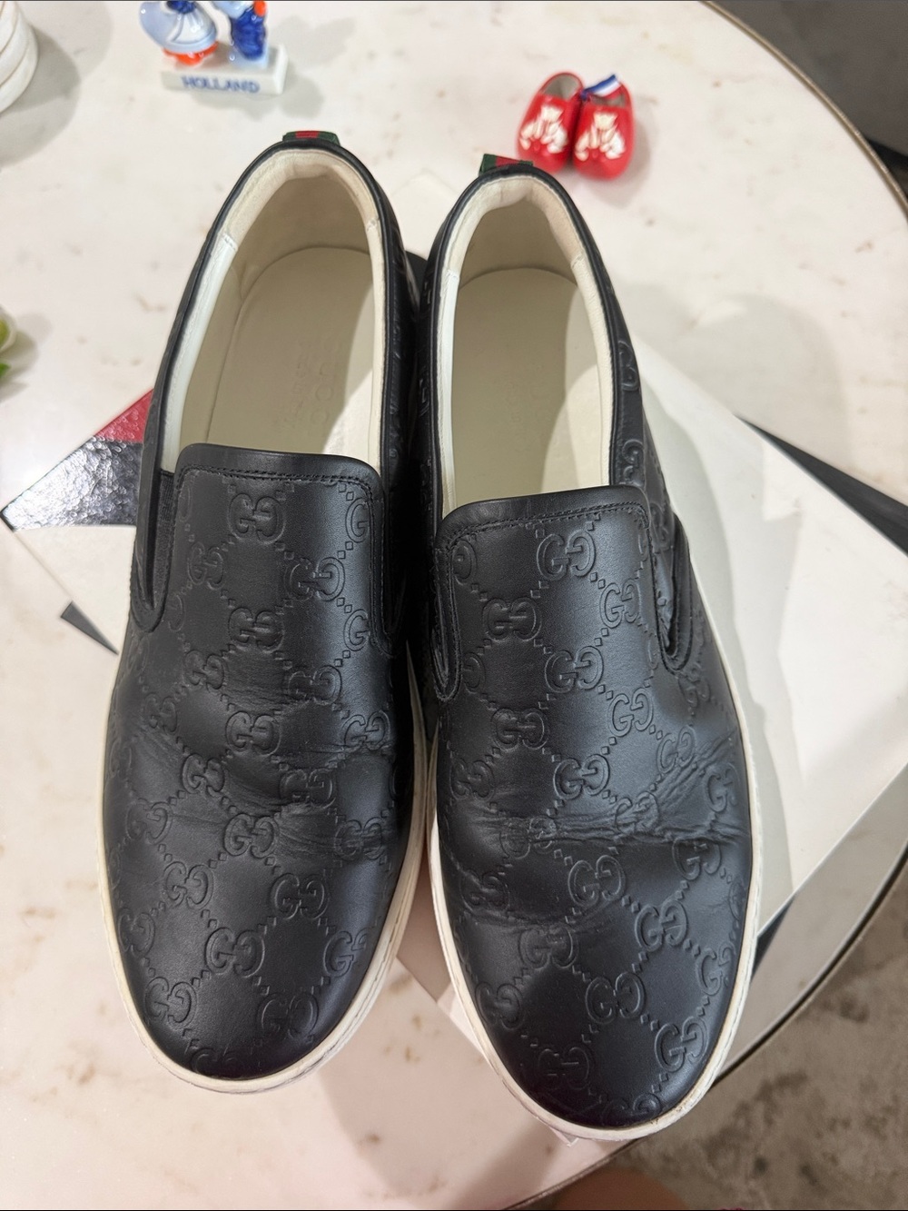 Gucci leather slip on sneakers